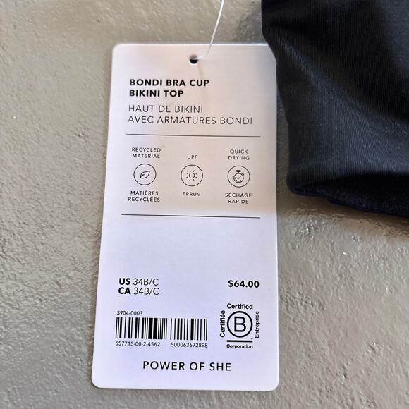 Athleta Bondi Black Bikini Bra Top 34B/C NWT Swimwear Surf Support - Picture 6 of 8